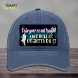 Take Your Ex Out One Bulllet Novelty License Plate Hat Tag Unconstructed Cotton / Navy