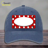 White Red Polka Dot Center Oval Novelty License Plate Hat Unconstructed Cotton / Navy