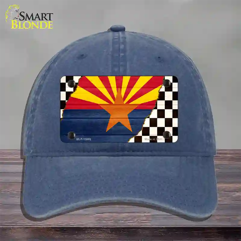 Arizona Racing Flag Novelty License Plate Hat Tag Unconstructed Cotton / Navy