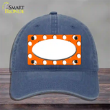 White Orange Polka Dots Center Oval Novelty License Plate Hat Unconstructed Cotton / Navy