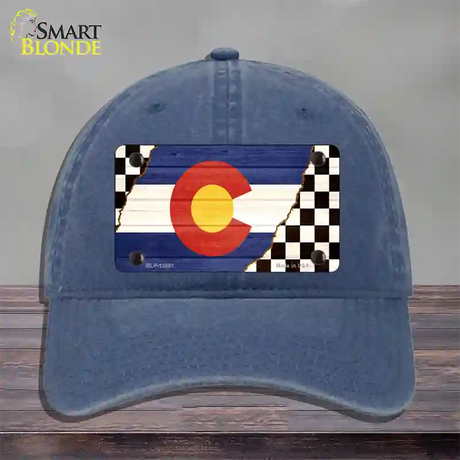 Colorado Racing Flag Novelty License Plate Hat Tag Unconstructed Cotton / Navy