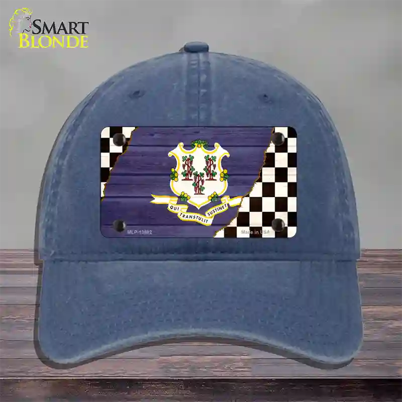 Connecticut Racing Flag Novelty License Plate Hat Tag Unconstructed Cotton / Navy