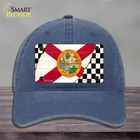 Florida Racing Flag Novelty License Plate Hat Tag Unconstructed Cotton / Navy