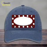 White Burgundy Polka Dot White Center Oval Novelty License Plate Hat Unconstructed Cotton / Navy