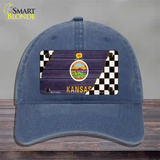 Kansas Racing Flag Novelty License Plate Hat Tag Unconstructed Cotton / Navy