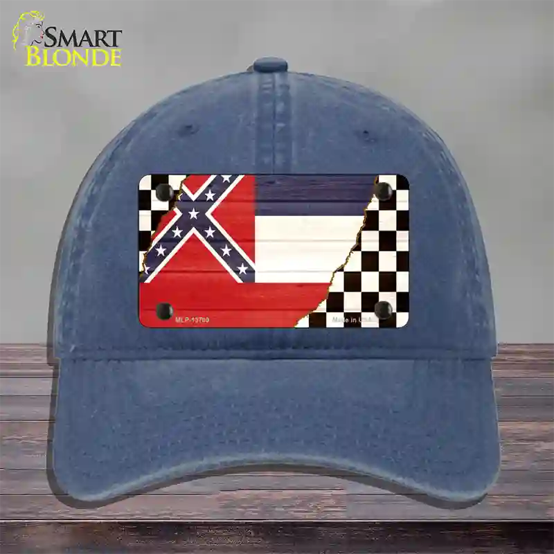 Mississippi Racing Flag Novelty License Plate Hat Tag Unconstructed Cotton / Navy