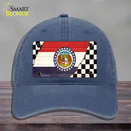 Missouri Racing Flag Novelty License Plate Hat Tag Unconstructed Cotton / Navy