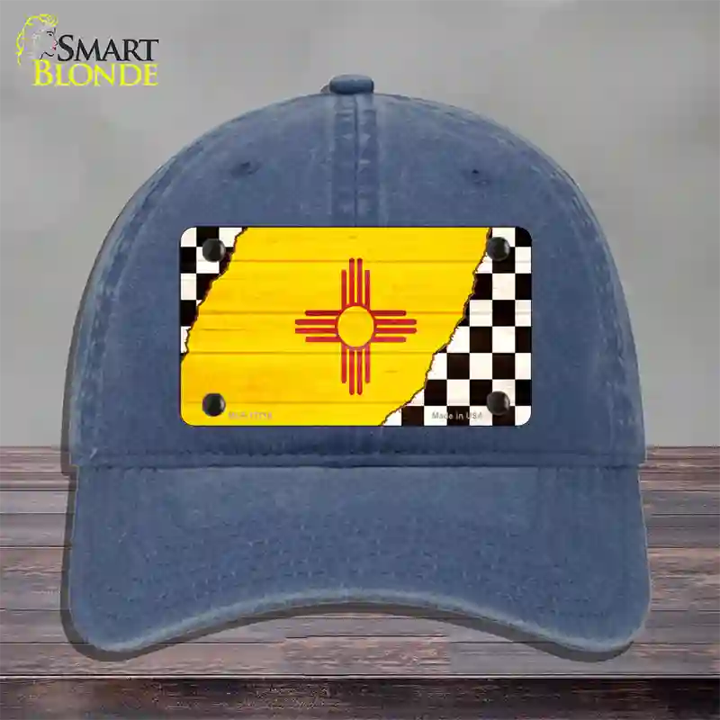 New Mexico Racing Flag Novelty License Plate Hat Tag Unconstructed Cotton / Navy