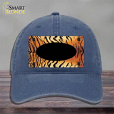 Tiger With Black Center Oval Novelty License Plate Hat Unconstructed Cotton / Navy