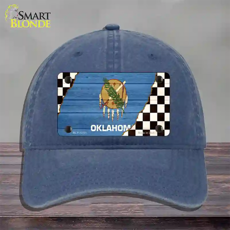 Oklahoma Racing Flag Novelty License Plate Hat Tag Unconstructed Cotton / Navy