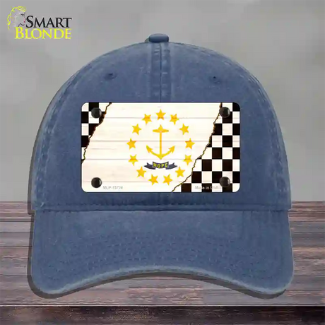 Rhode Island Racing Flag Novelty License Plate Hat Tag Unconstructed Cotton / Navy