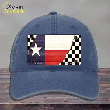 Texas Racing Flag Novelty License Plate Hat Tag Unconstructed Cotton / Navy