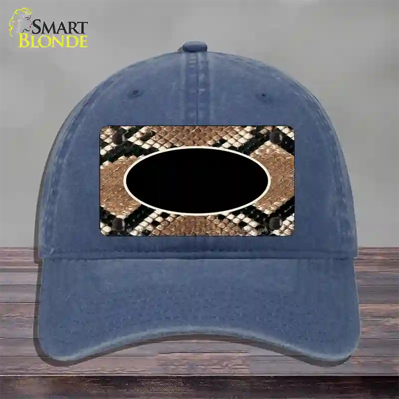 Snake With Black Center Oval Novelty License Plate Hat Unconstructed Cotton / Navy