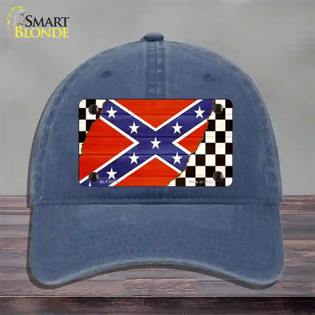 Confederate Racing Flag Novelty License Plate Hat Tag Unconstructed Cotton / Navy