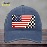 USA Racing Flag Novelty License Plate Hat Tag Unconstructed Cotton / Navy