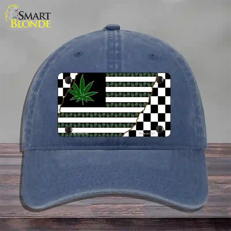 Weed American Racing Flag Novelty License Plate Hat Tag Unconstructed Cotton / Navy