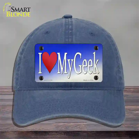 I Love My Geek Novelty License Plate Hat Tag Unconstructed Cotton / Navy