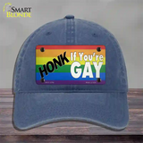 Honk If Youre Gay Novelty License Plate Hat Tag Unconstructed Cotton / Navy