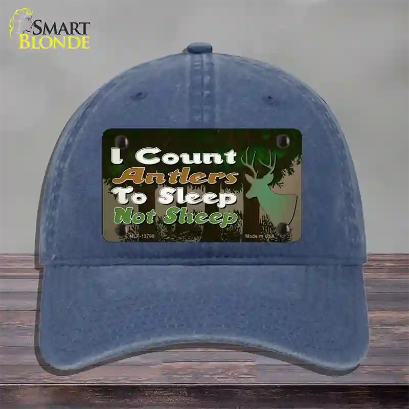 I Count Antlers To Sleep Novelty License Plate Hat Tag Unconstructed Cotton / Navy