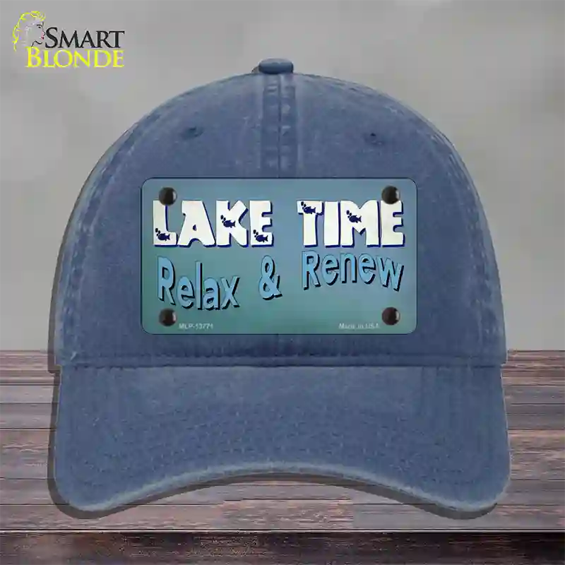 Lake Time Novelty License Plate Hat Tag Unconstructed Cotton / Navy