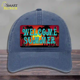 Welcome Summer Novelty License Plate Hat Tag Unconstructed Cotton / Navy