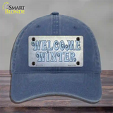 Welcome Winter Novelty License Plate Hat Tag Unconstructed Cotton / Navy