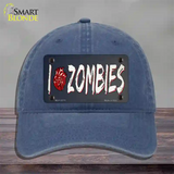 I Love Zombies Novelty License Plate Hat Tag Unconstructed Cotton / Navy