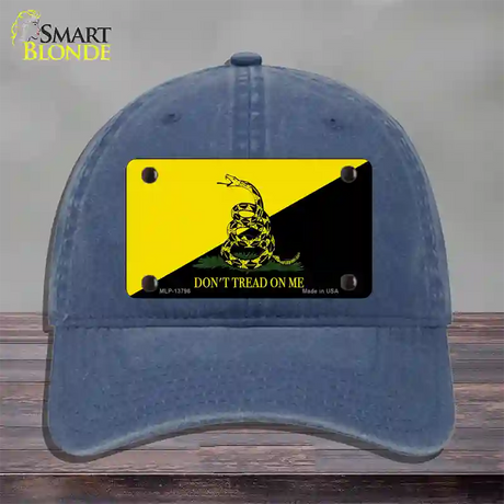 Dont Tread On Me Yellow|Black Novelty License Plate Hat Unconstructed Cotton / Navy