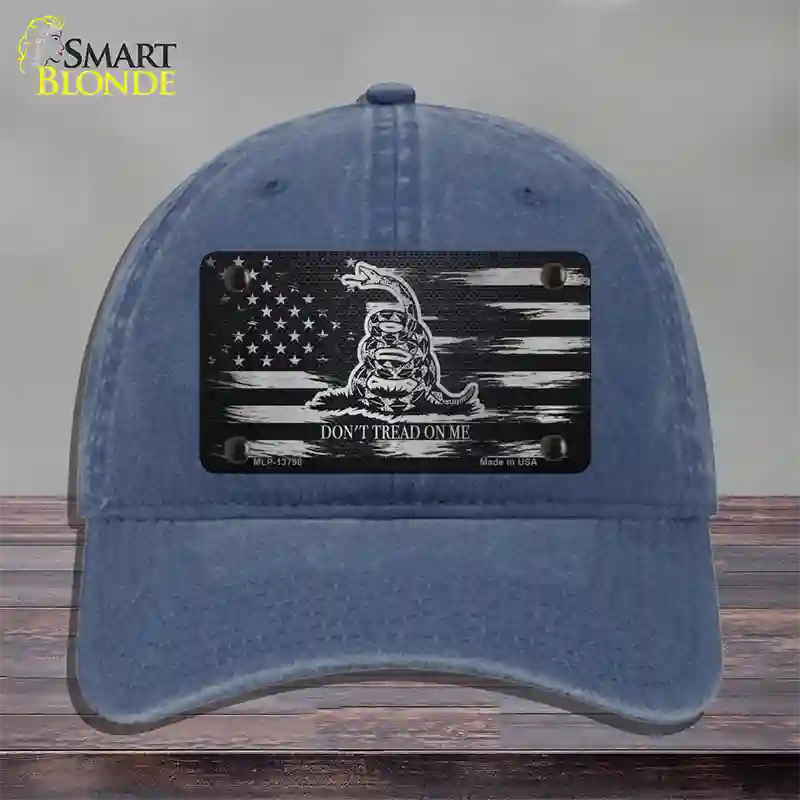 Dont Tread On Me Distressed Flag Novelty License Plate Hat Unconstructed Cotton / Navy