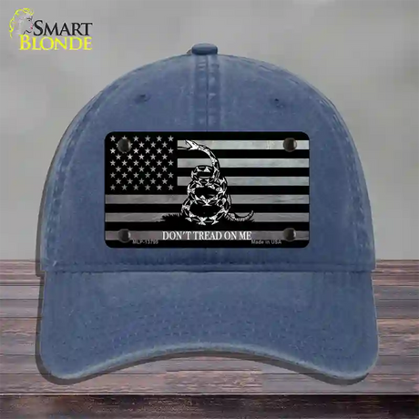 Dont Tread On Me American Flag Novelty License Plate Hat Unconstructed Cotton / Navy