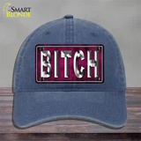 Bitch Pink Novelty License Plate Hat Tag Unconstructed Cotton / Navy