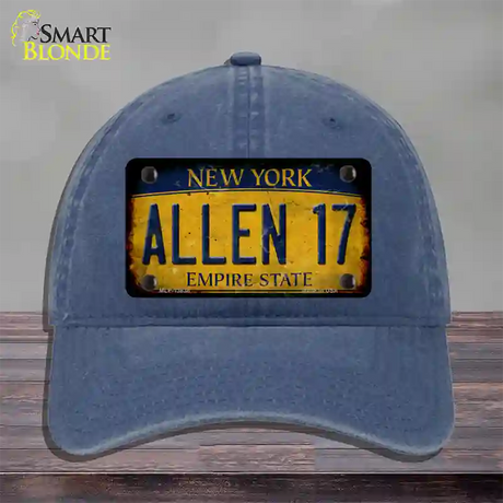 Allen 17 New York Yellow Novelty License Plate Hat Tag Unconstructed Cotton / Navy