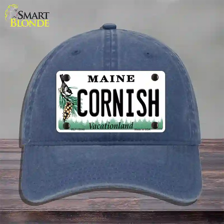 Cornish Maine Novelty License Plate Hat Tag Unconstructed Cotton / Navy