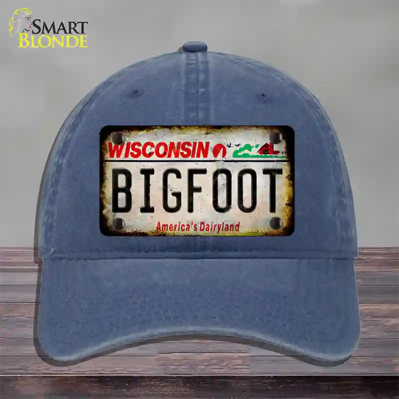 Bigfoot Wisconsin Novelty License Plate Hat Tag Unconstructed Cotton / Navy