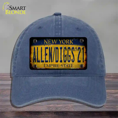 Allen Diggs 21 NY Yellow Rusty Novelty License Plate Hat Tag Unconstructed Cotton / Navy