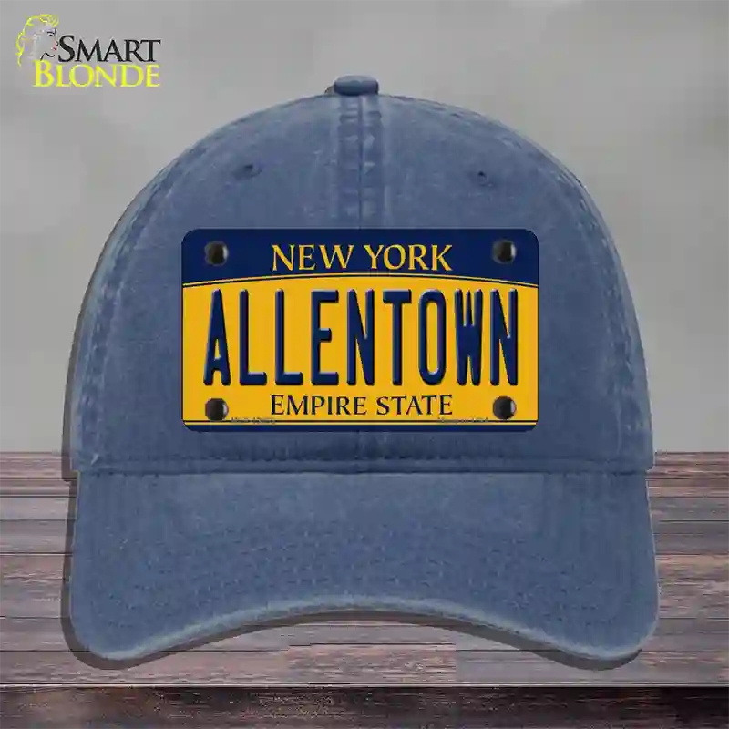 Allentown NY Yellow Novelty License Plate Hat Tag Unconstructed Cotton / Navy