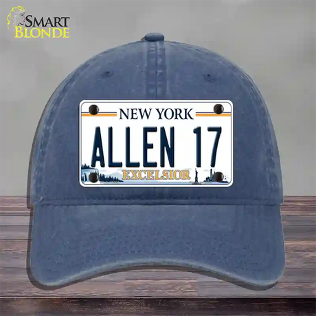 Allen 17 NY Excelsior Novelty License Plate Hat Tag Unconstructed Cotton / Navy