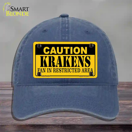 Caution Krakens Novelty License Plate Hat Tag Unconstructed Cotton / Navy