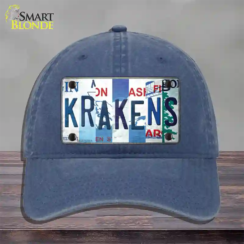 Krakens Strip Art Novelty License Plate Hat Tag Unconstructed Cotton / Navy