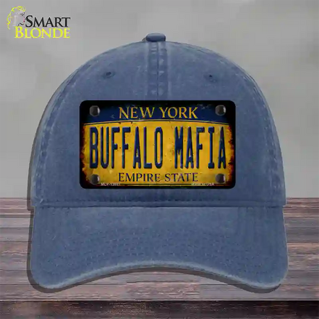 Buffalo Mafia NY Rusted Yellow Novelty License Plate Hat Tag Unconstructed Cotton / Navy