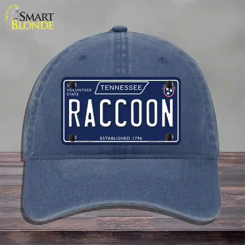 Raccoon Tennessee Blue Novelty License Plate Hat Tag Unconstructed Cotton / Navy