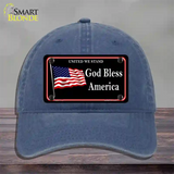 God Bless America Novelty License Plate Hat Unconstructed Cotton / Navy