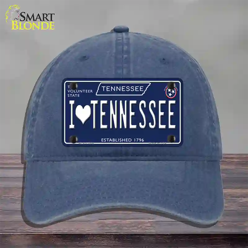 I Heart TN Tennessee Blue Novelty License Plate Hat Tag Unconstructed Cotton / Navy