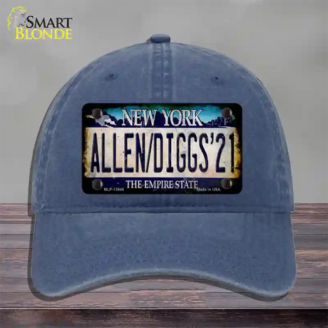 Allen Diggs 21 NY Blue Novelty License Plate Hat Tag Unconstructed Cotton / Navy