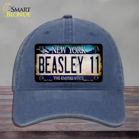 Beasley 11 New York Blue Novelty License Plate Hat Tag Unconstructed Cotton / Navy