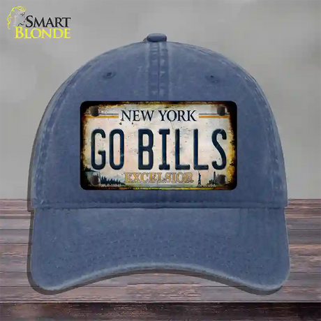 Go Bills New York White Novelty License Plate Hat Tag Unconstructed Cotton / Navy