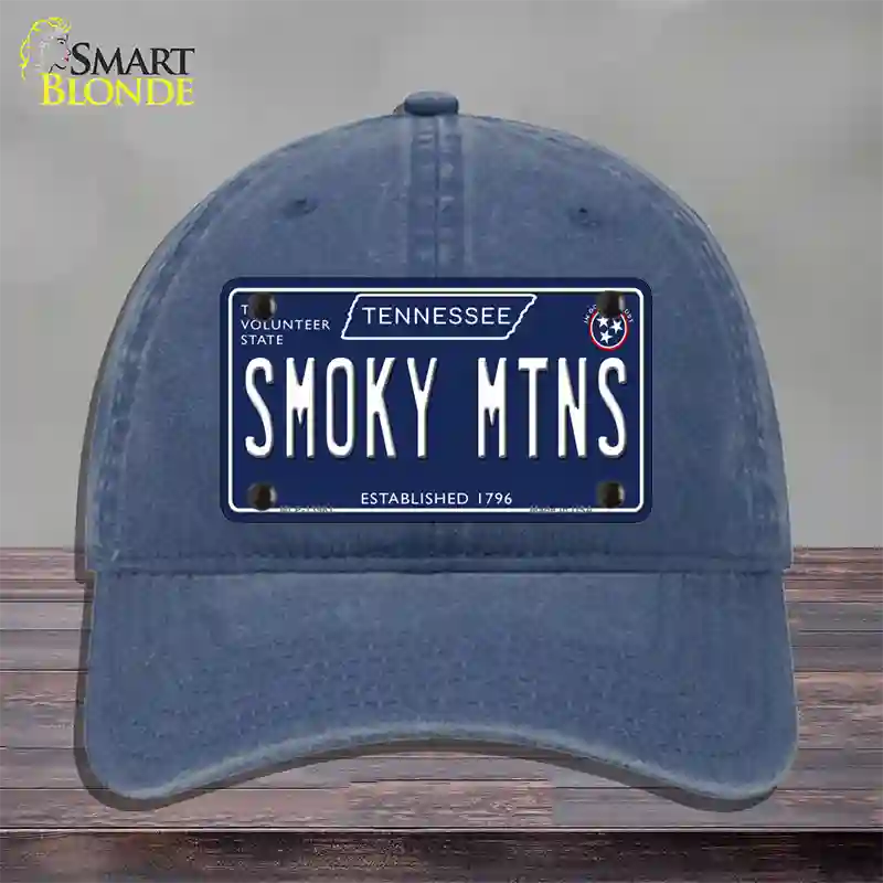 Smoky Mtns Tennessee Blue Novelty License Plate Hat Tag Unconstructed Cotton / Navy