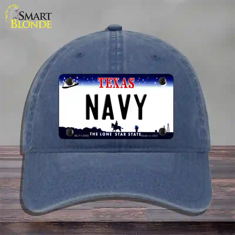 Texas Navy Novelty License Plate Hat Tag Unconstructed Cotton / Navy