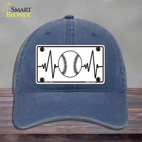 Baseball Heart Beat Novelty License Plate Hat Tag Unconstructed Cotton / Navy