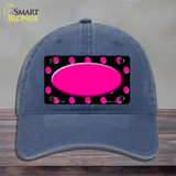 Pink Black Polka Dot Pink Center Oval Black Novelty License Plate Hat Unconstructed Cotton / Navy